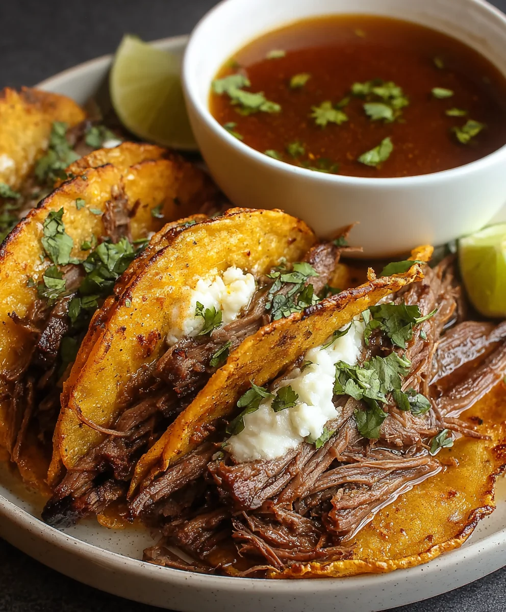 Authentic Beef Birria Tacos with Rich Consomme