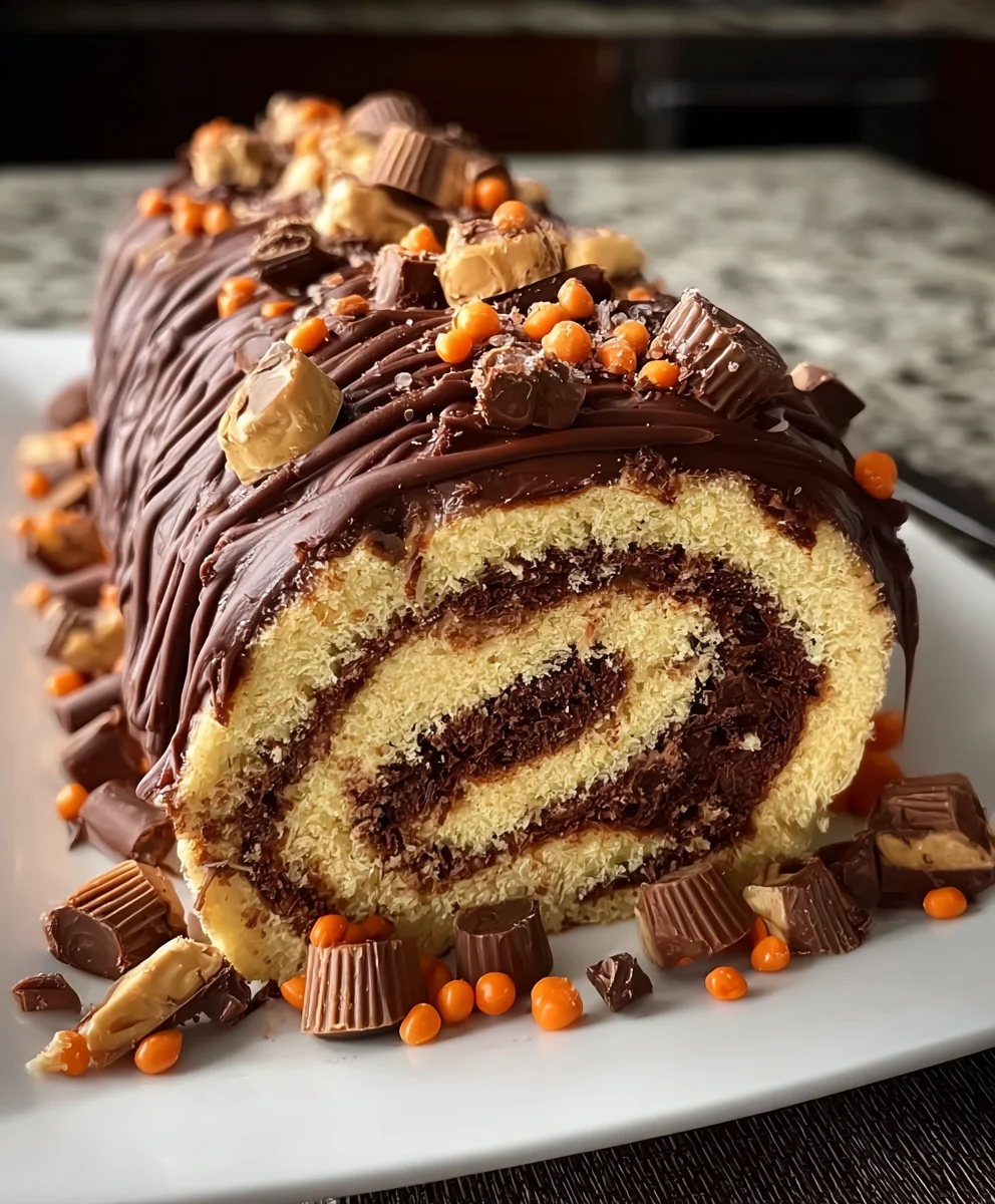Reese's Peanut Butter Roll Cake Recipe-Easy Dessert
