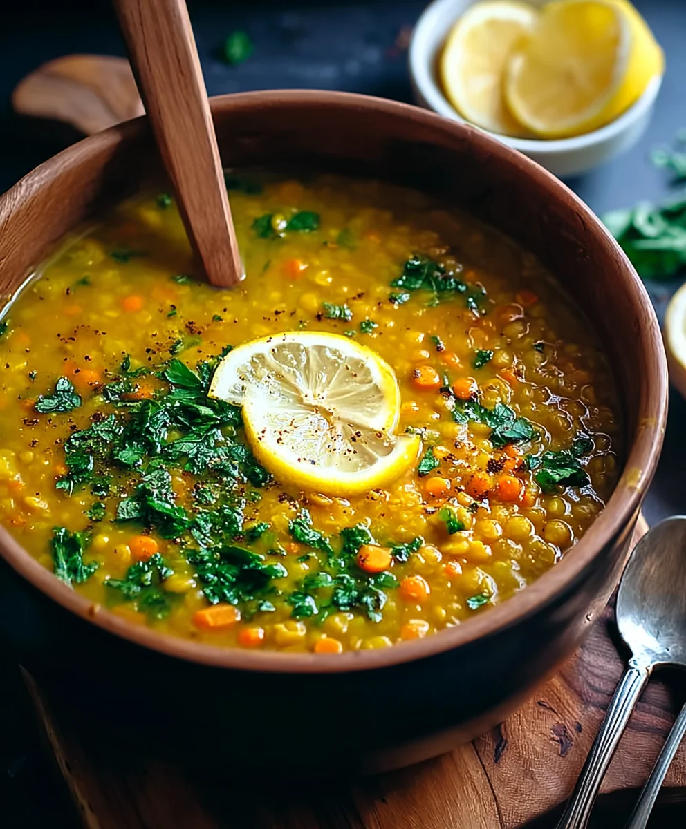 Lemon Turmeric Lentil Soup - Healthy & Flavorful