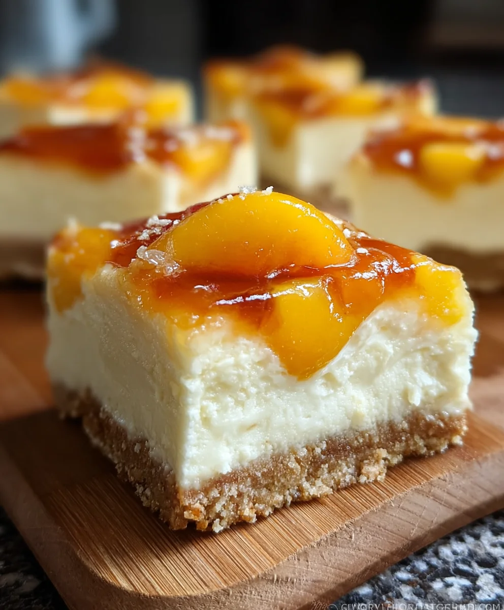 Easy Peach Cheesecake Bars-Sweet Creamy Dessert