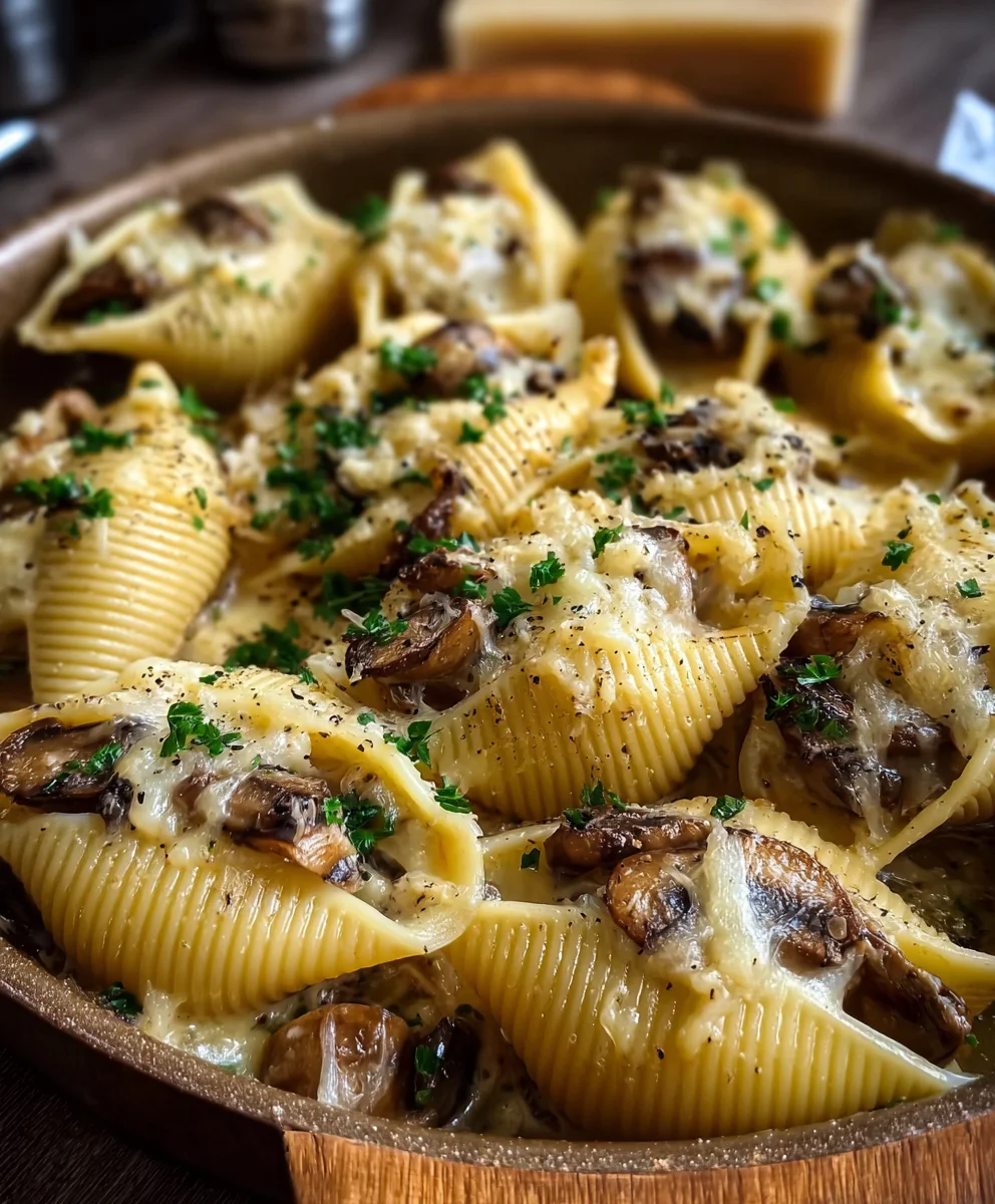 Garlic Mushroom Shells- Easy Creamy Pasta Delight