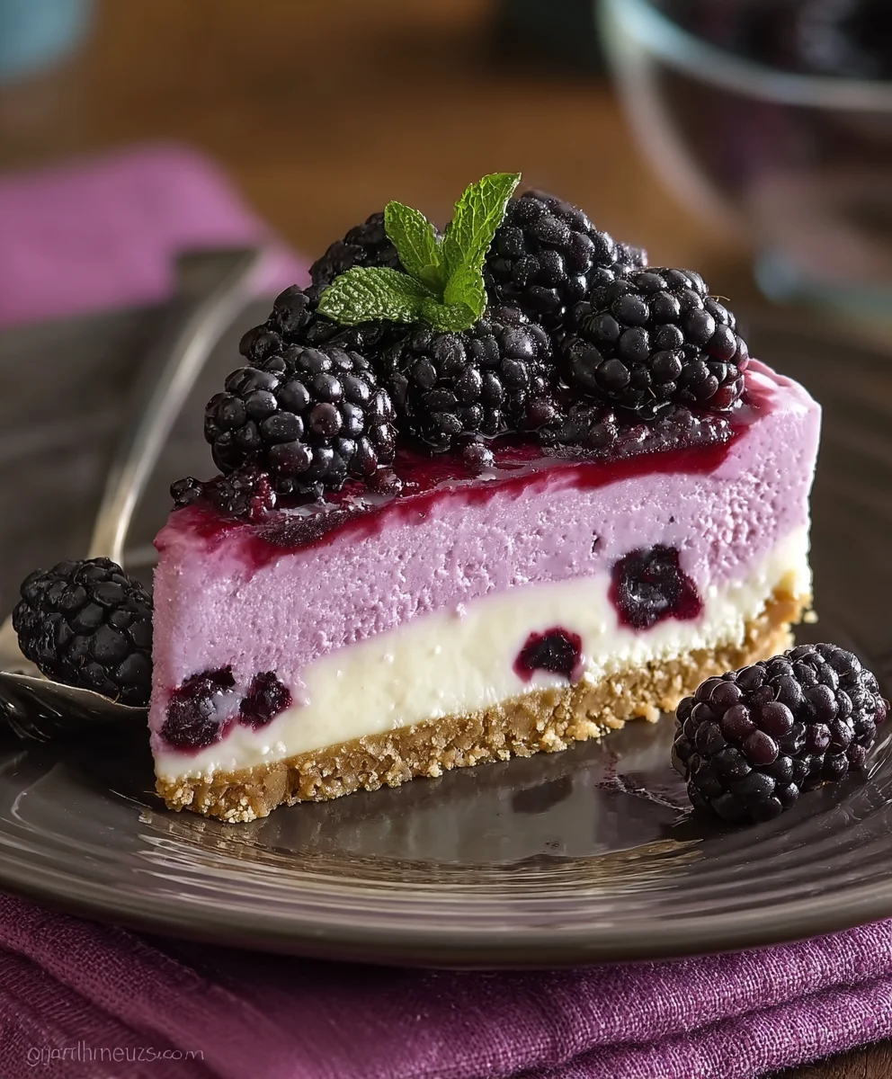 White Chocolate Blackberry Mousse Cheesecake Delight