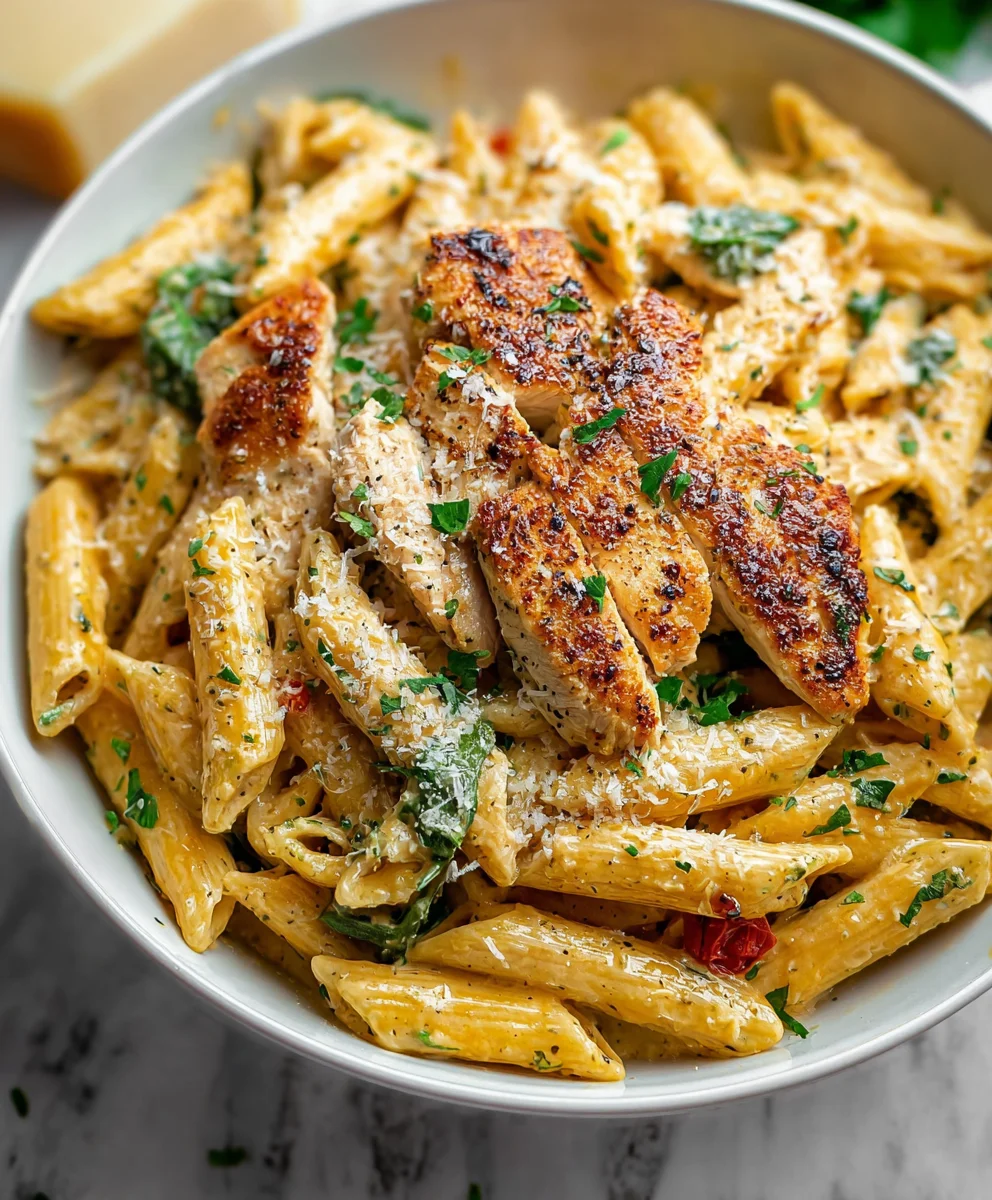Healthy Garlic Parmesan Chicken Pasta-Easy Dinner