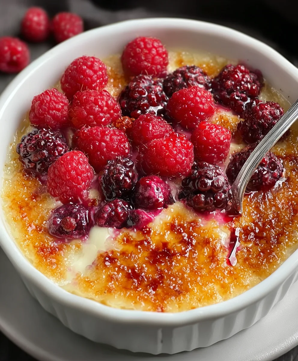 Berry Brûlée - Creamy Custard Dessert with Burnt Sugar Topping