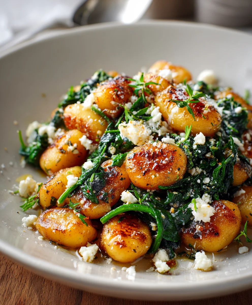 Crispy Gnocchi Spinach Feta- Easy & Delicious Recipe