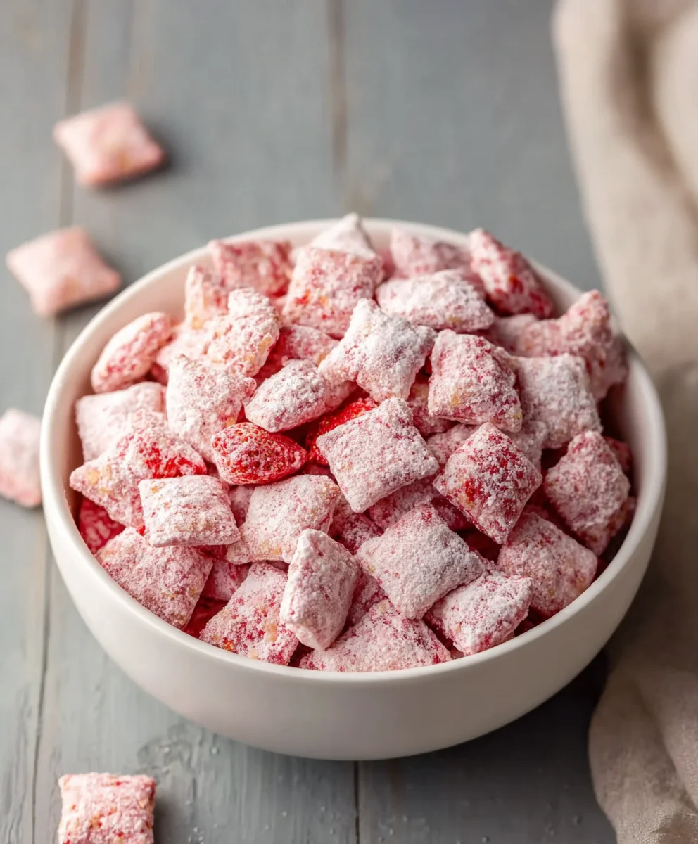 Easy Strawberry Shortcake Puppy Chow Recipe