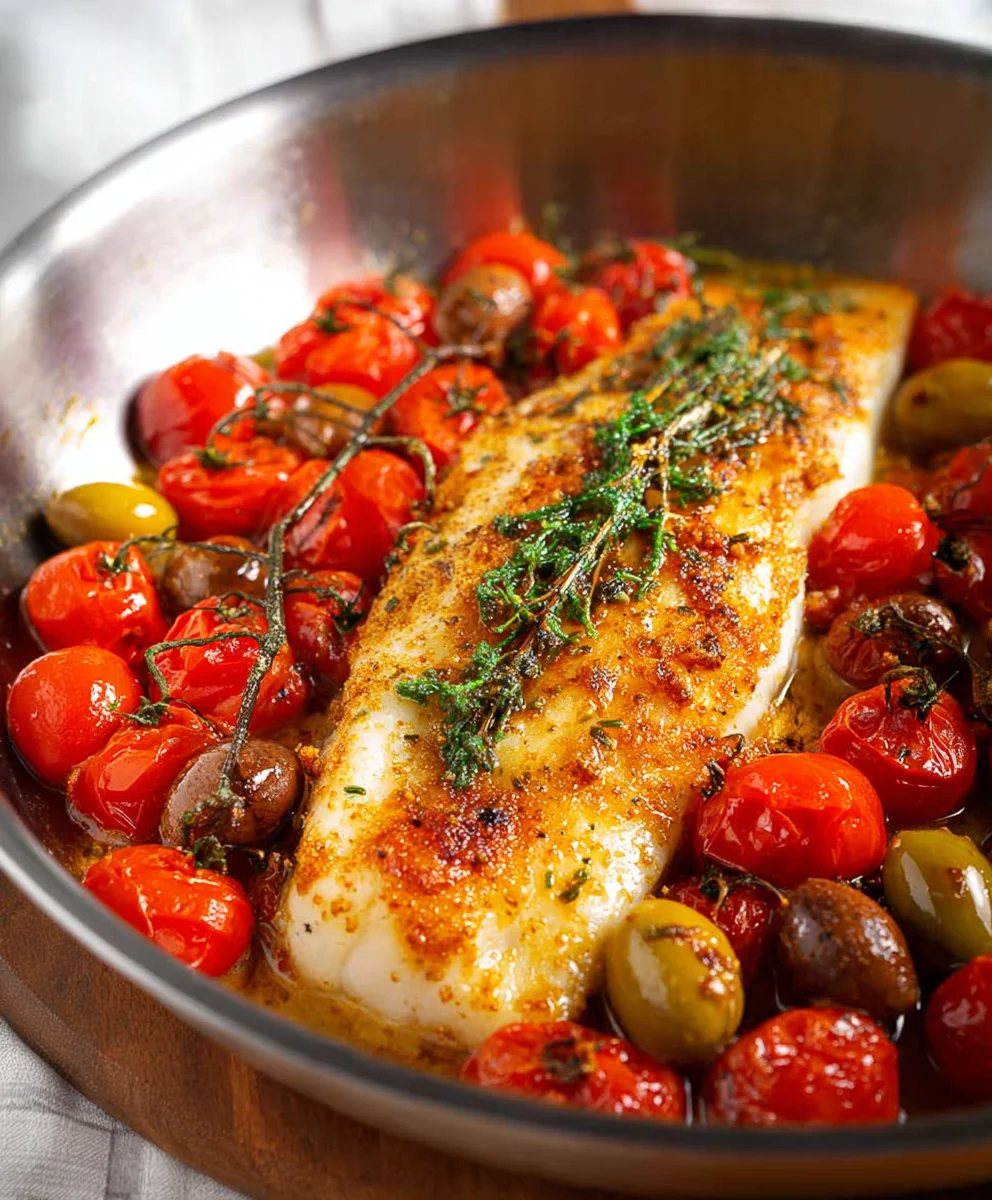 Easy Baked Fish Cherry Tomato Olive Recipe