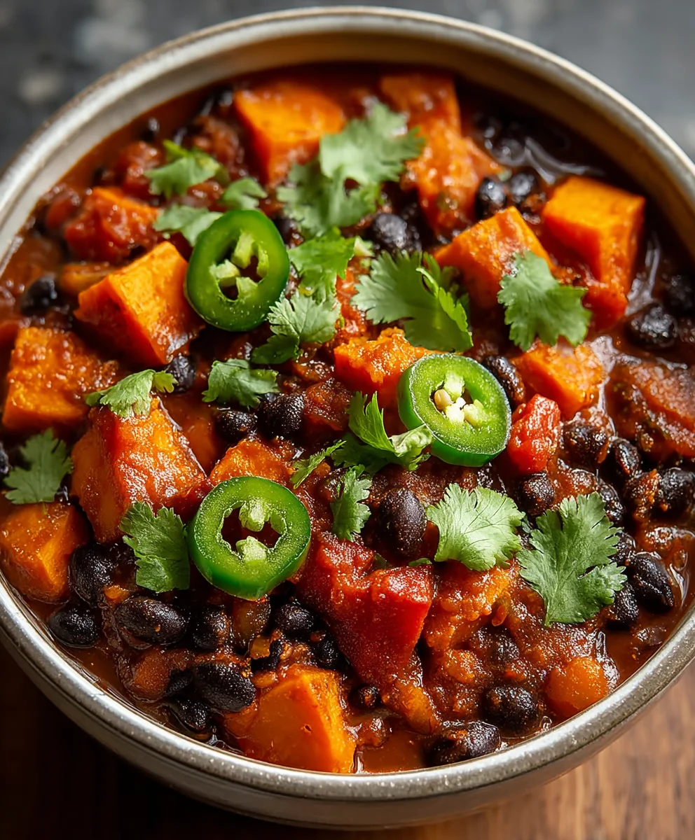Sweet Potato Black Bean Chili-Hearty & Flavorful