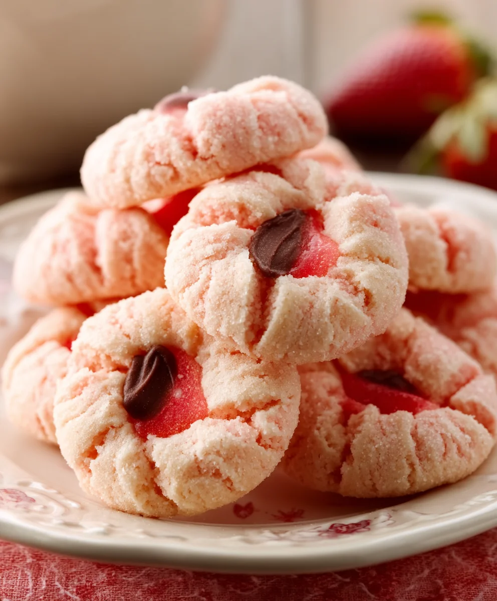 Strawberry Kiss Cookies - Easy Festive Treat