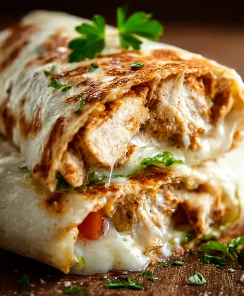 Cheesy Chicken Garlic Wraps- Easy Quick Dinner