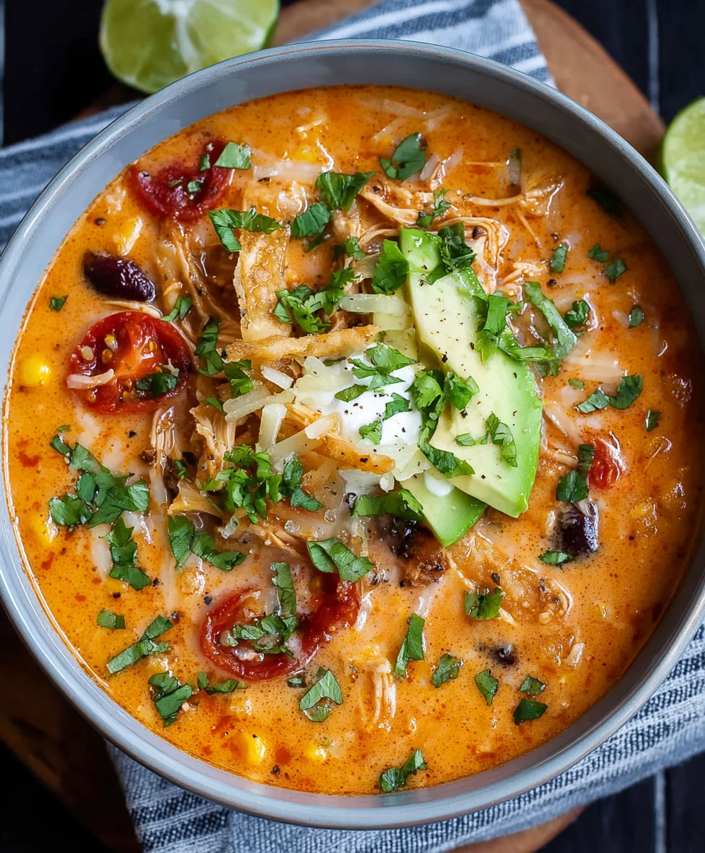 Creamy Chicken Enchilada Soup-Easy & Delicious Recipe