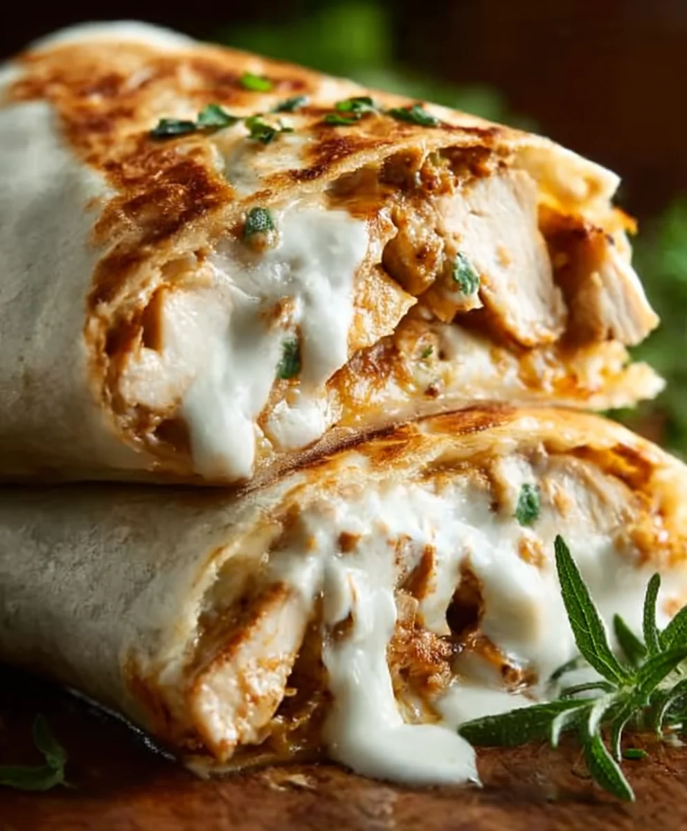 Cheesy Chicken Garlic Wraps- Easy Quick Dinner
