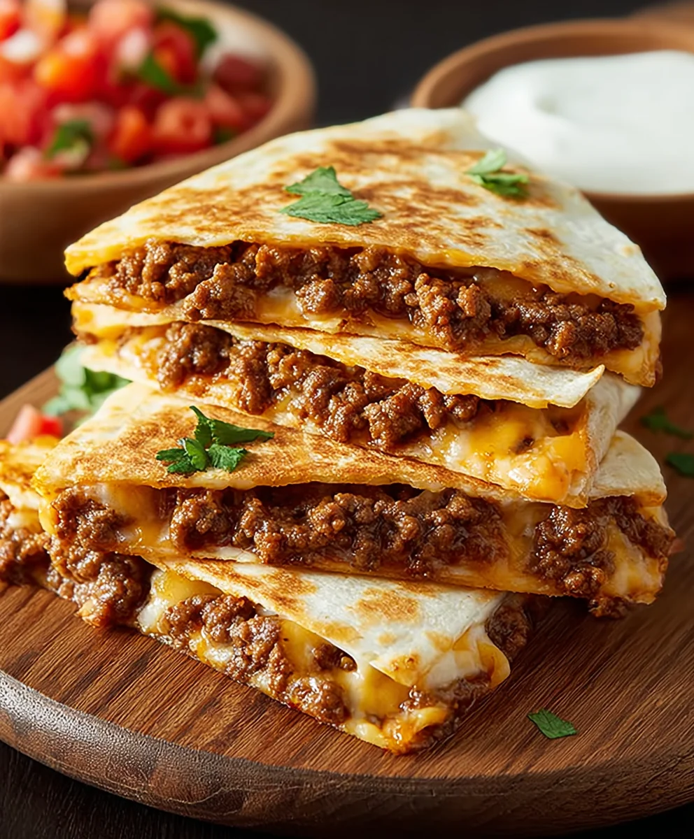 Easy Cheesy Ground Beef Quesadillas Recipe