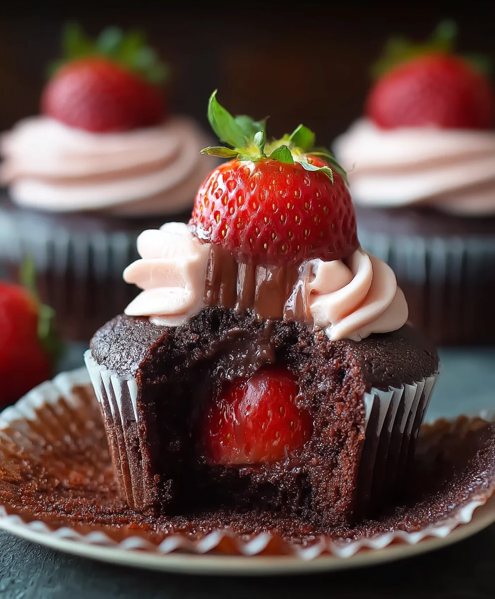 Delicious Chocolate Strawberry Cupcakes Recipe