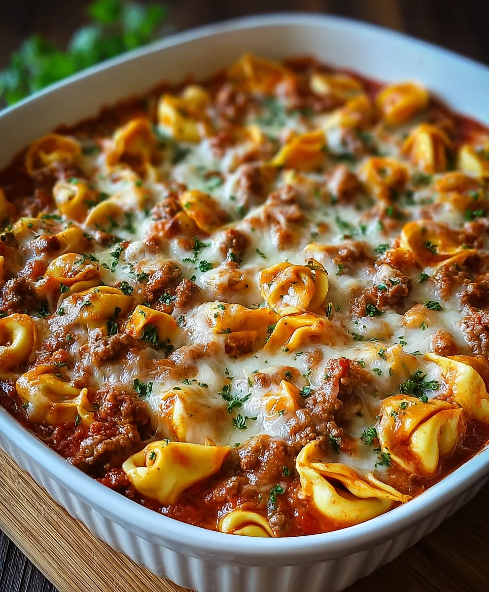Easy Beef Cheese Tortellini Bake Recipe