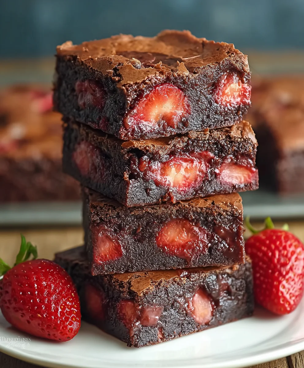 Luscious Chocolate Strawberry Brownies-Decadent Dessert