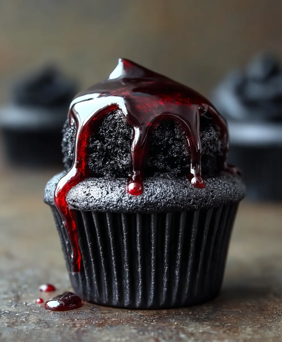 Spooky Halloween Black Cupcakes - Easy Dessert Recipe