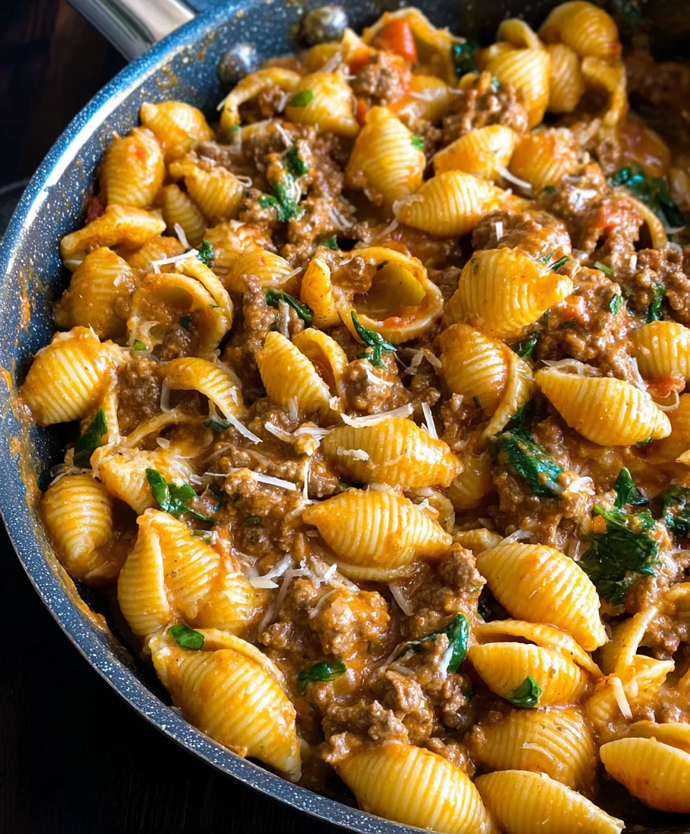 Creamy Beef and Shells- Easy Comfort Dinner