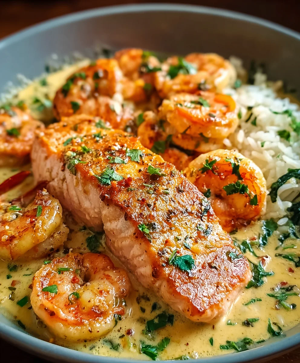 Salmon Shrimp Cajun Cream Pasta Recipe