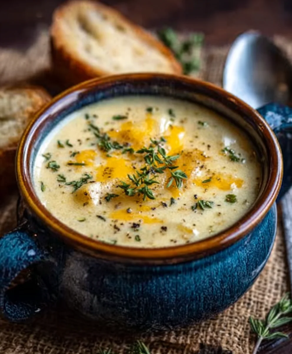 Hearty Cheddar Garlic Herb Potato Soup-Easy Recipe