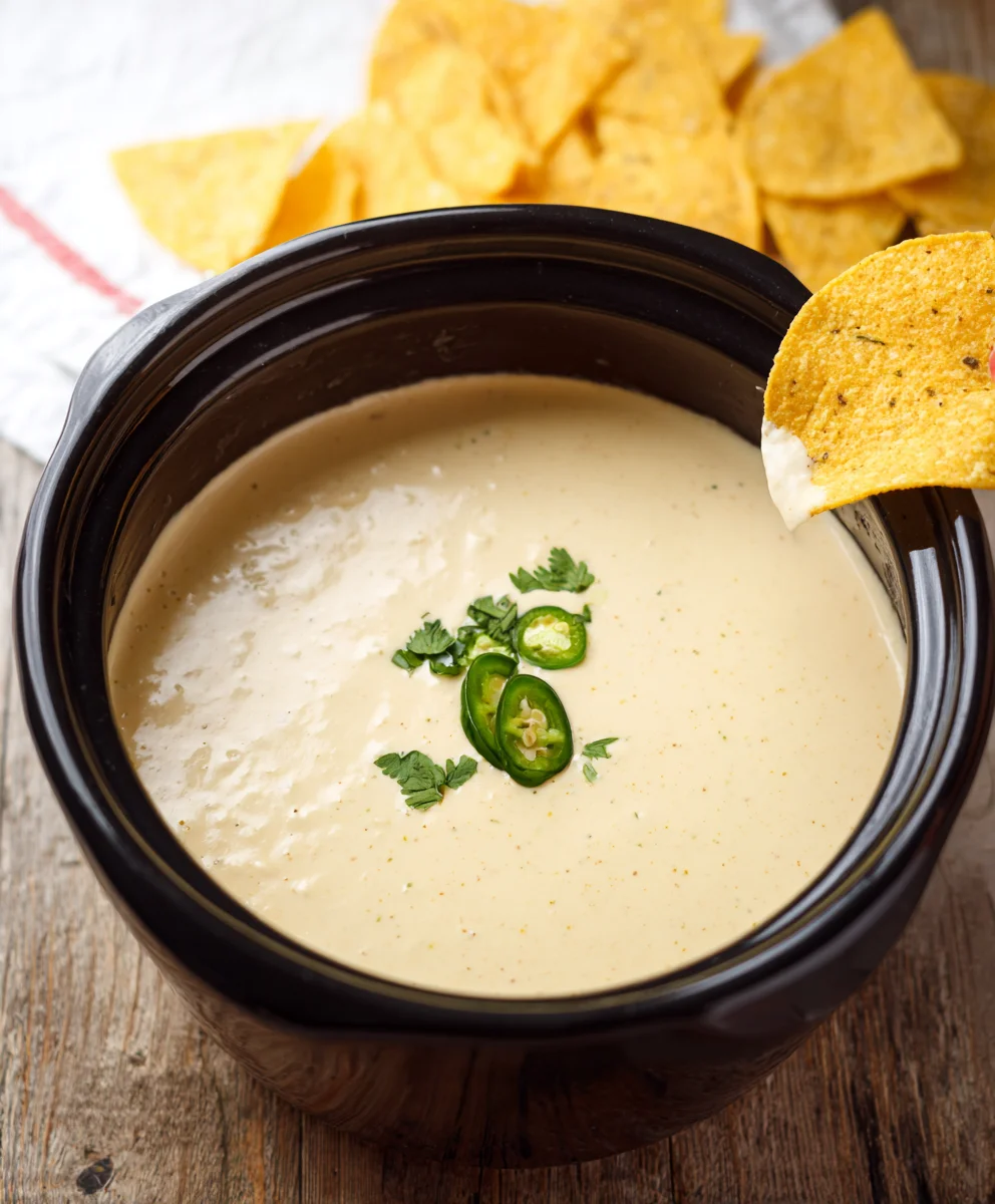 Easy Crockpot White Queso Dip - Crowd Pleaser Recipe