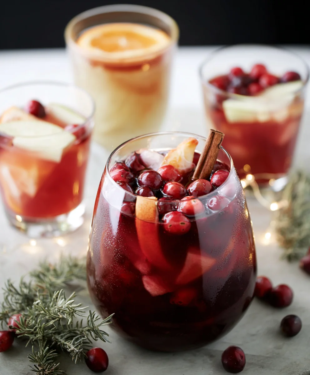 Festive Red Winter Sangria- Holiday Non-Non-Non-Alcoholic Alternativeic Drink