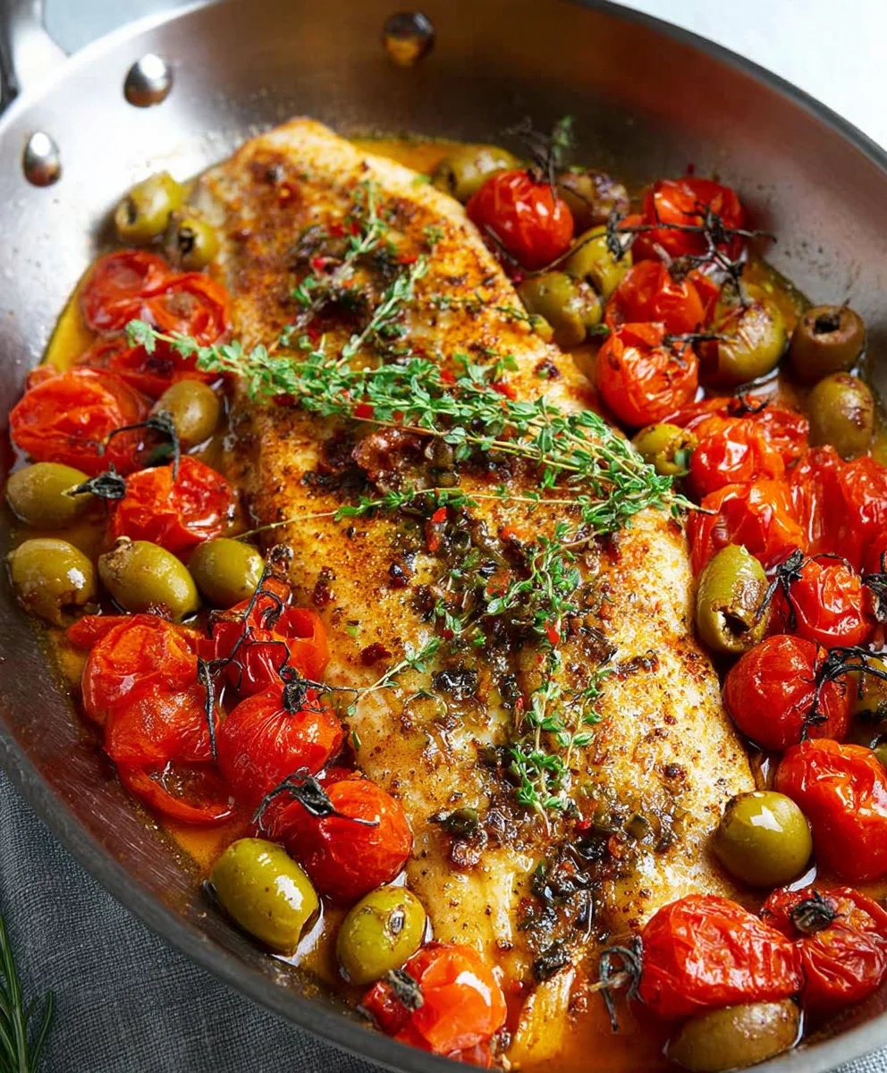 Easy Baked Fish Cherry Tomato Olive Recipe