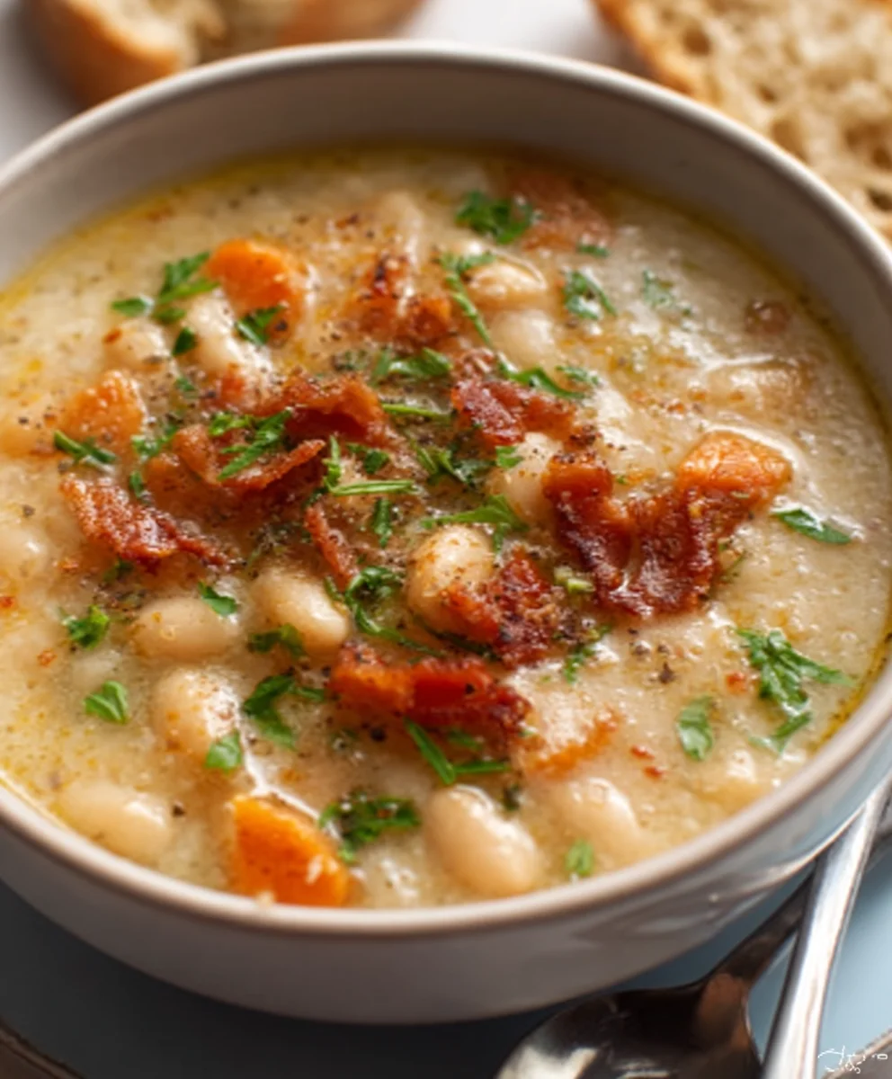 Savory White Bean Beef Beef Bacon Soup Recipe