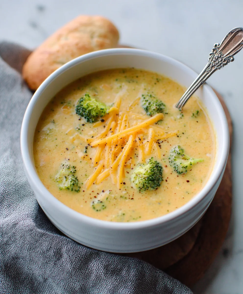 Creamy Cheddar Broccoli Soup- Easy Comfort Food Recipe