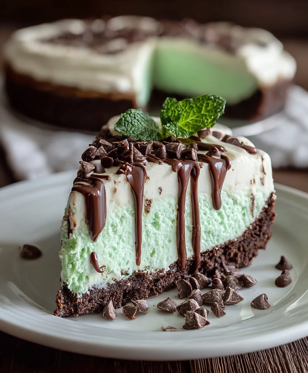 No Bake Mint Chocolate Chip Cheesecake - Easy Dessert