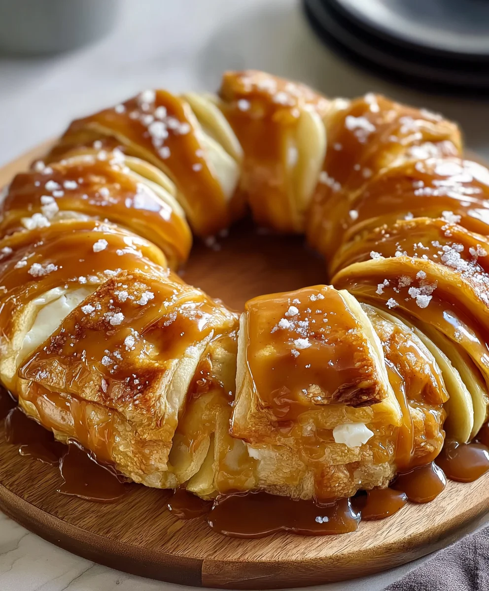 Caramel Apple Cream Cheese Crescent Ring-Easy Dessert