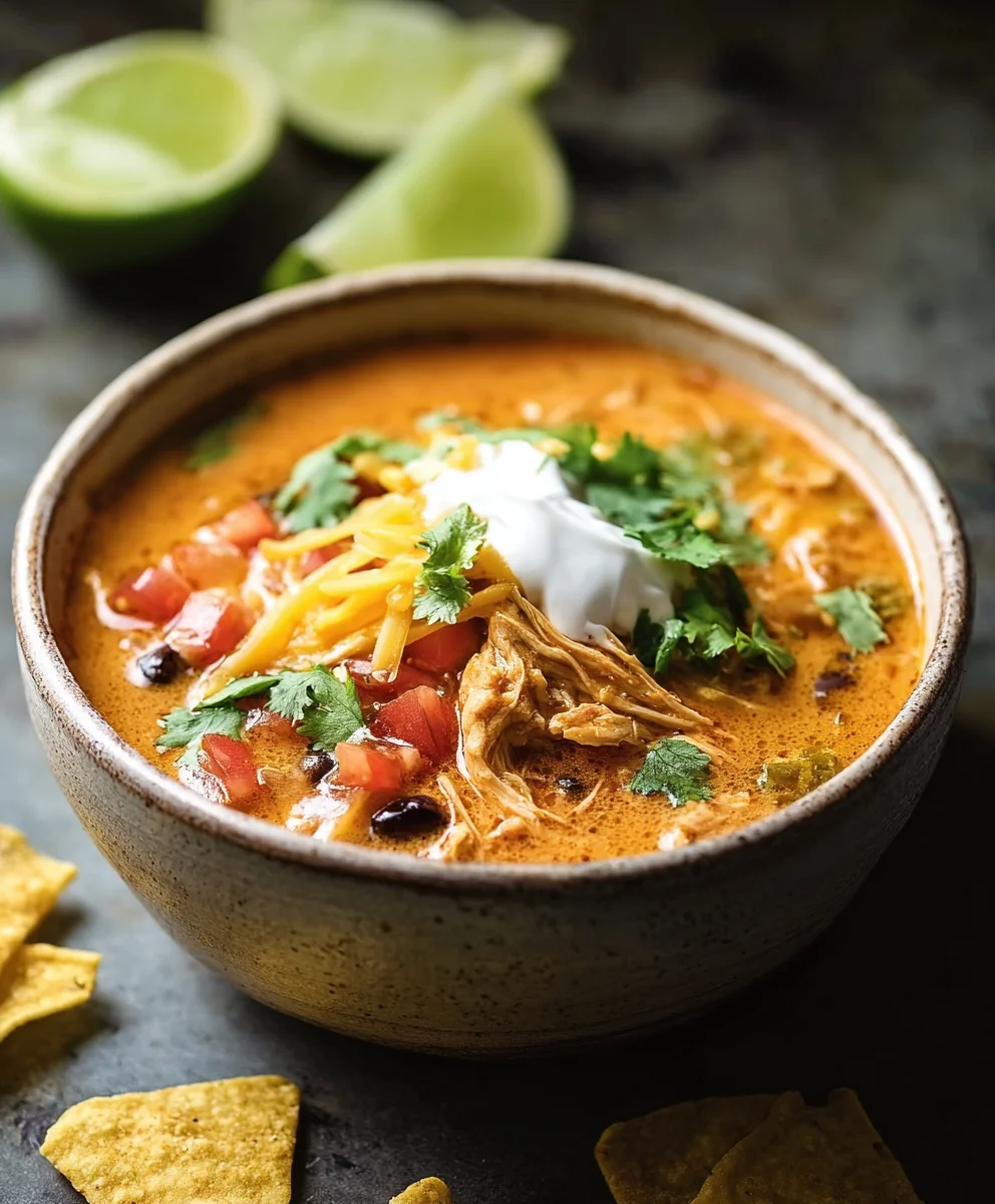 Creamy Chicken Enchilada Soup - Easy & Delicious