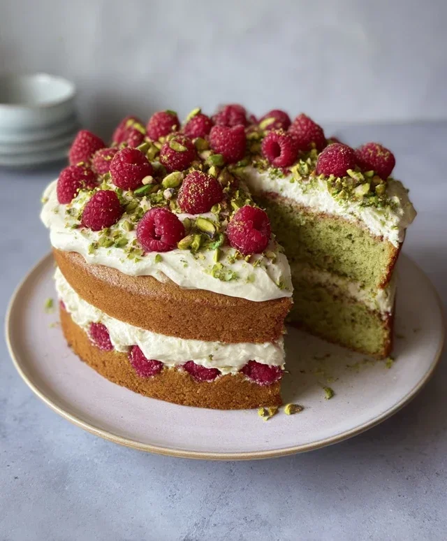 Pistachio Raspberry Cake