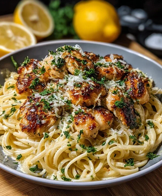 Lemon Garlic Butter Chicken Parmesan Linguine