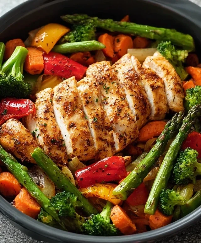 Air Fryer Chicken and Vegetables (in 15 minutes!)