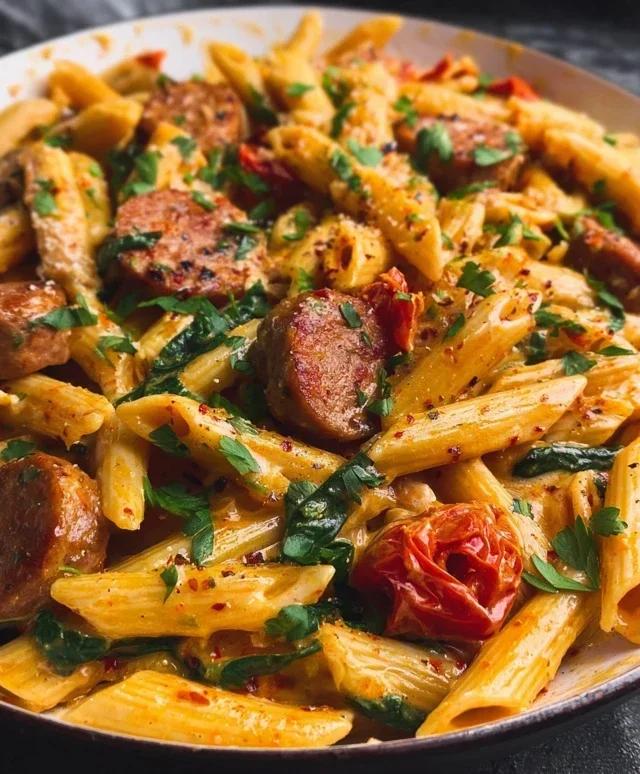 One Pot Creamy Cajun Sausage Pasta (30-Minutes)