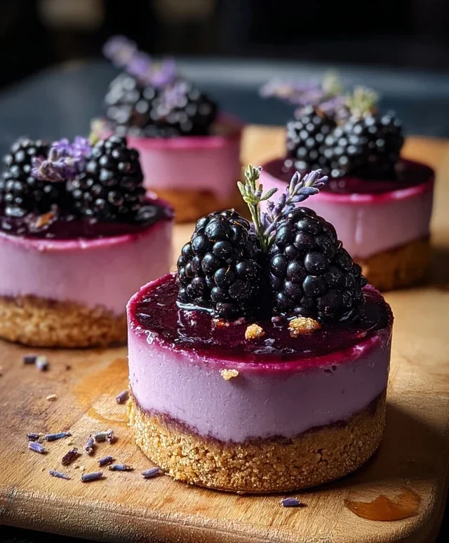 Luscious Blackberry Lavender Cheesecakes