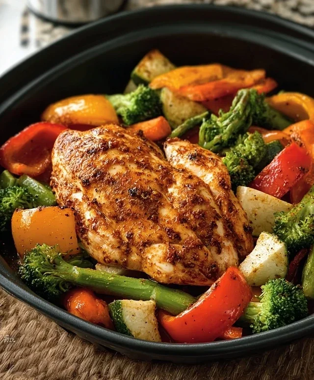 Air Fryer Chicken and Vegetables (in 15 minutes!)