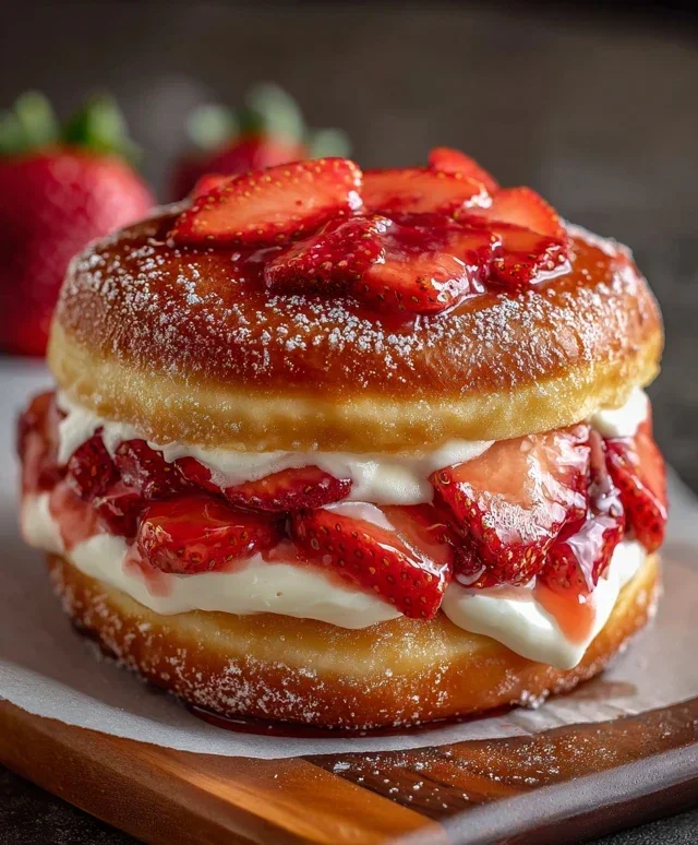 Strawberry Cheesecake Doughnut Burger