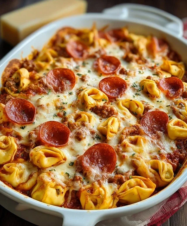 Cheese Tortellini Beef Beef Pepperoni Pizza Casserole
